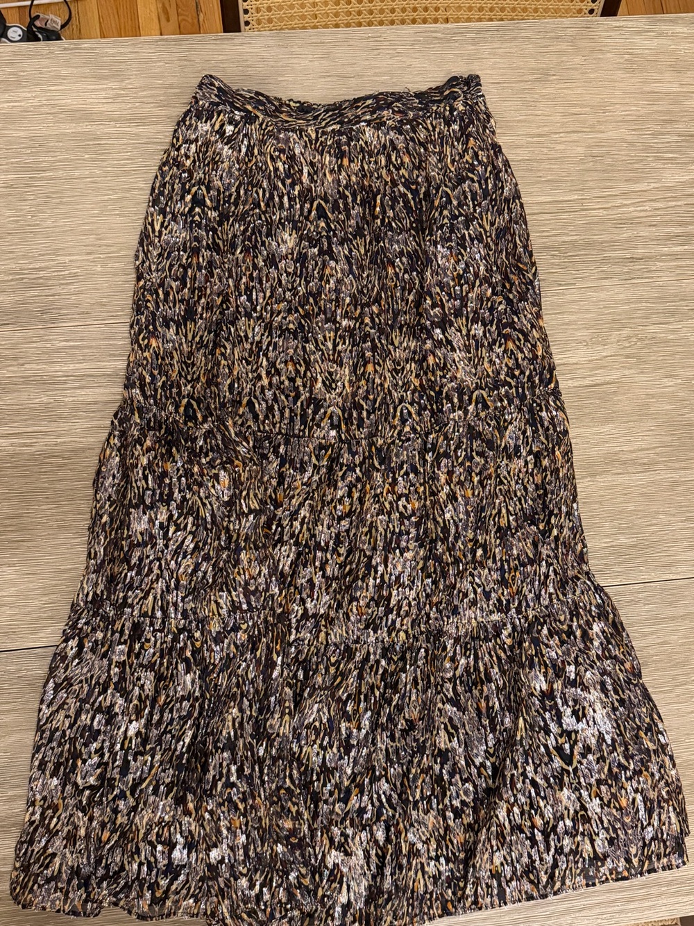 ba&sh Black Multicolor Printed Tiered Maxi Skirt